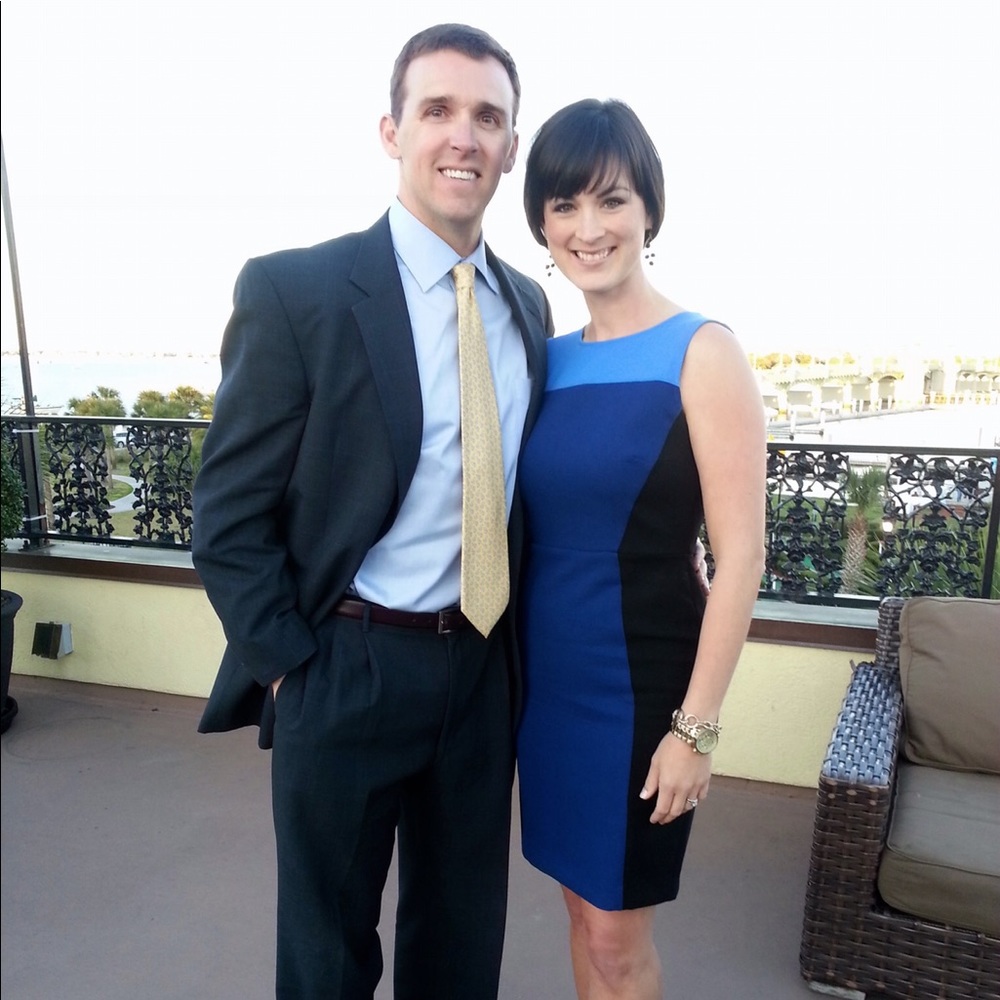 Loft Size 4 dress blue and black